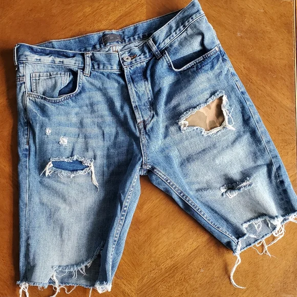 Zara Jeans Zara Man Denim Ripped Cut Off Jean Denim Shorts